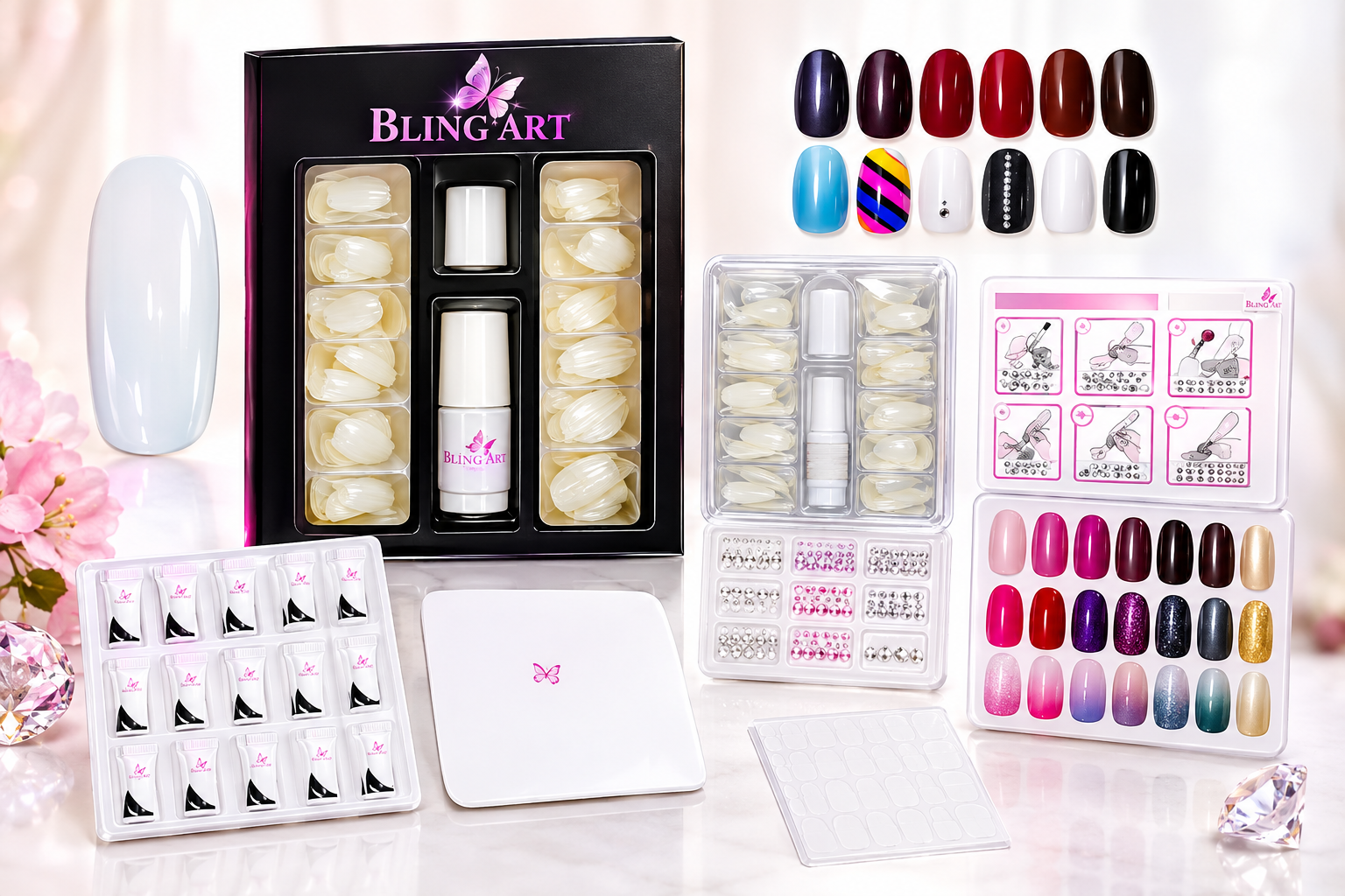Faux Ongles Ovales Bling Art – 360 Bases Acryliques Naturelles Taille M