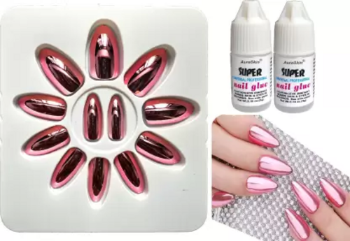 Faux Ongles Miroir Métallisé – Rose Poudré